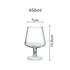 A clear glass brandy snifter, measuring 7 cm wide and 14.6 cm tall, with a rounded bowl and a sturdy stem. A clear glass brandy snifter, measuring 7 cm wide and 14.6 cm tall, with a rounded bowl and a sturdy stem.