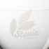 A white container with a textured leaf design and the word "Stevia" embossed on it. A white container with a textured leaf design and the word "Stevia" embossed on it.