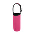 A drink bottle carrier pouch in bright pink with a black handle, featuring a sleek design.