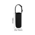 A drink bottle carrier pouch in black, featuring a strap for easy transport. Contains a logo.