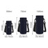 A drink bottle carrier in navy blue, available in three sizes with adjustable straps and a logo.
