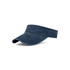 A washed sun visor in dark blue with a wide brim and an adjustable band. It features a subtle logo.