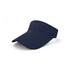 A navy blue breathable sun visor with a wide brim and perforated design, featuring a logo.