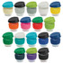 A drink bottle collection featuring various colours, including grey, green, orange, and purple, with clear borosilicate glass.
