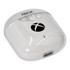 A white charging case for wireless earbuds, featuring an Xbox logo and a clear plastic cover.