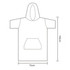 A double-sided fleece hooded towel poncho with a large hood and front pocket, featuring dimensions of 75cm by 105cm.