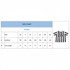 A size chart for a unisex polo jersey with measurements for various sizes, including chest and length dimensions.