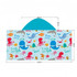 A kids hooded towel surf shawl in blue featuring playful marine animal designs, including whales, octopuses, and starfish.