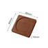 A wooden coaster in a rich brown colour, featuring a square shape with a circular centre, measuring 90mm x 10mm.