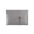 A grey PU leather folder with a button closure and elastic tie. It features a smooth texture and a simple design.