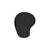 A lightweight black gel pad with a smooth surface and an irregular shape, featuring a logo.