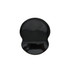 A black lightweight gel pad with a smooth, shiny surface, featuring a rounded shape. It has a logo on it.