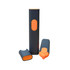 A highlighter set featuring a navy blue body with orange accents and caps, consisting of three pieces.