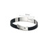 A metal folding lock clasp bangle in silver and black, featuring a sleek design and a clasp closure.