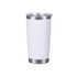 A drink bottle with a stainless steel double wall, featuring a white exterior and a clear lid.
