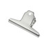 A silver metal binder clip with a sturdy clamp and a hole for hanging, featuring a simple design.