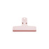 A pink plastic clip with a hanging hole. The design is simple and functional, suitable for various uses.
