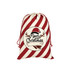 A red and white striped drawstring bag featuring a Christmas design and a festive message.