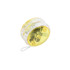 A yellow and clear light-up yoyo with a visible internal mechanism and a string attached.