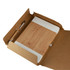A cardboard gift box containing a bamboo notebook and a pen, all in natural tones.