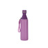 A drink bottle in a sleek purple design, featuring a double wall and a logo. Includes a matching carry strap.