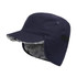 A thickened navy earflap hat with a plush lining and adjustable flaps on the sides. Features a logo on the side.