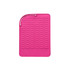 A pink silicone pad with a wave texture, featuring a loop for hanging. It has a logo in one corner.