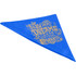 A blue bandana with a textured gold design featuring the phrase about following dreams. It has a logo.