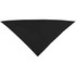 A black triangular bandana with a smooth texture, featuring a logo.
