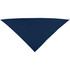 A navy blue bandana in a triangular shape, featuring a logo.