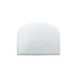 A flexible bowl scraper in white with a textured surface and a rounded top, featuring a logo.