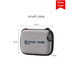 A small grey case with a zip closure, featuring a logo and dimensions indicated on the image.