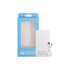A white 10000mAh slim power bank with a charging cable, packaged in a blue and clear box.