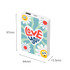 A square power bank in white featuring a colourful design with flowers and the phrase "Love You". Dimensions are 97mm x 64mm x 13.5mm.