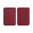 A burgundy PU foldable magnetic card holder with a sleek design, featuring a built-in phone stand and a logo.