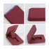 A burgundy PU foldable magnetic card holder features a phone stand and has a logo. The design includes multiple angles.