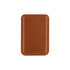 A brown PU magnetic phone card holder with a simple, sleek design and subtle stitching details.