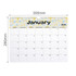 A horizontal wall calendar featuring a floral design, predominantly yellow and white, displaying January 2026.