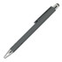 A grey Gatling aluminum pen with a chrome tip and clip, featuring a stylus end and a sleek design.