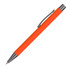 An orange aluminium pen with a silver clip and tip, featuring a sleek, minimalist design.