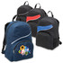 A collection of Twist Backpacks in navy, black with red, black with blue, and black, each featuring a logo.