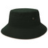 A dark green bucket hat with a contrasting trim and decorative eyelets. It features a round, wide brim design.