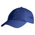 A blue mesh cap with a curved brim, featuring ventilation panels and a logo.