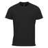 A black short sleeve t-shirt featuring a logo, designed for performance wear.