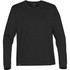 A black long sleeve T-shirt with a round neck and a small logo on the side.