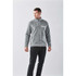 A men's grey Bergen Sherpa fleece jacket with a zip front, featuring pockets and a logo.