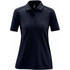 A navy blue women's polo shirt with a classic collar and short sleeves, featuring a logo.