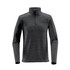 A men's thermal 1/4 zip jumper in black with a textured pattern and long sleeves. It features a zip neck and has a logo.