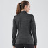 A women's black thermal 1/4 zip jumper with a textured design, featuring a high collar and fitted sleeves.