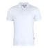 A white polo shirt with a classic collar and a logo on the side. Ideal for casual wear.